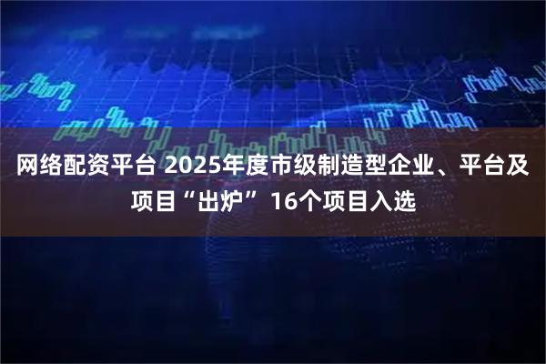 网络配资平台 2025年度市级制造型企业、平台及项目“出炉” 16个项目入选