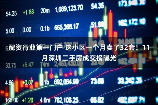 配资行业第一门户 这小区一个月卖了32套！11月深圳二手房成交榜曝光
