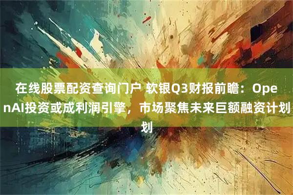 在线股票配资查询门户 软银Q3财报前瞻：OpenAI投资或成利润引擎，市场聚焦未来巨额融资计划